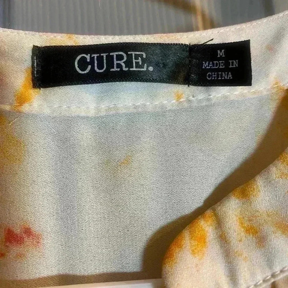 Women’s Cure Sleeveless top in orange pink & ivory Size medium Hi-Lo EUC - Picture 7 of 9